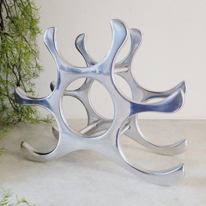 Michael Noll - Wijnrek - 6 flessen - Gepolijst Aluminium, Antiek en Kunst, Antiek | Meubels | Stoelen en Sofa's