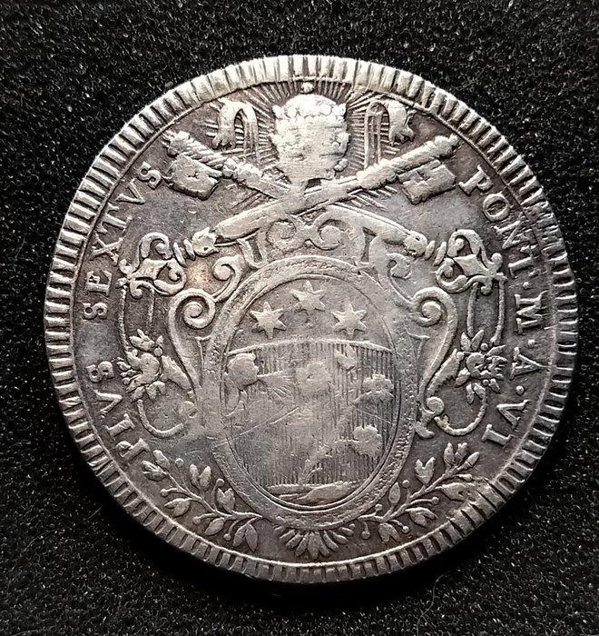 Italië, Pauselijke Staat Pio VI (1775-1799). Scudo 1780, Postzegels en Munten, Munten | Europa | Niet-Euromunten