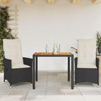 vidaXL 3-delige Bistroset met kussens poly rattan en, Tuin en Terras, Tuinsets en Loungesets, Verzenden, Nieuw