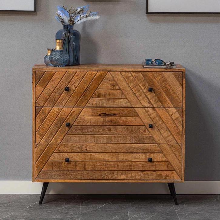 Dressoir Mangohout Fiona 90 cm, Huis en Inrichting, Kasten | Dressoirs, Nieuw, Overige houtsoorten, Verzenden