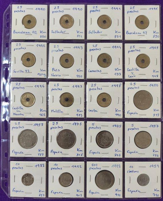 Spanje: een partij van 60 munten en 12 oude bankbiljetten., Timbres & Monnaies, Monnaies | Europe | Monnaies non-euro