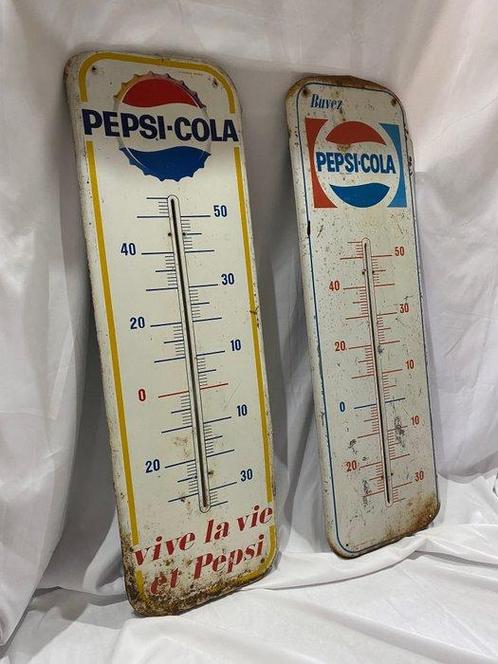 Thermometer (2) - Metaal - Pepsi Coca originele thermometers, Antiek en Kunst, Antiek | Wandborden en Tegels