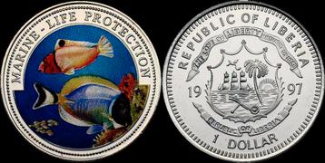 Liberia 1 dollar 1997- Marine-life protection koper-nikkel beschikbaar voor biedingen