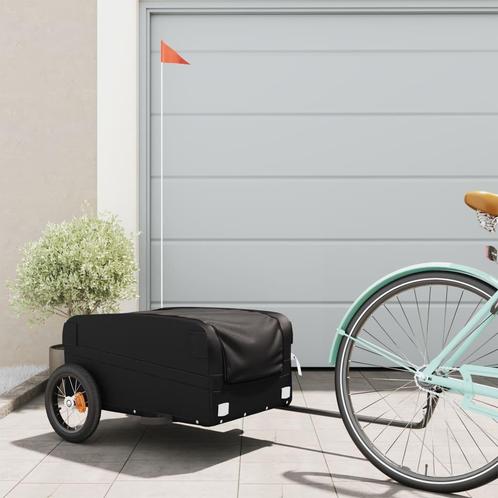 vidaXL Fietstrailer 30 kg ijzer zwart, Fietsen en Brommers, Fietsaccessoires | Aanhangwagens en Karren, Nieuw, Verzenden