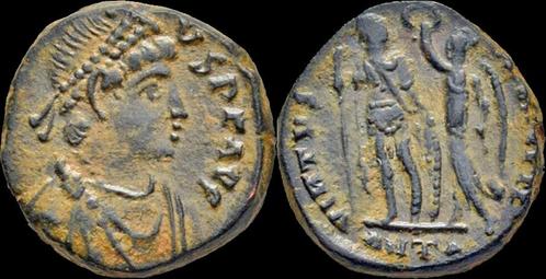 393-423ad Roman Honorius Ae follis emperor standing to le..., Timbres & Monnaies, Monnaies & Billets de banque | Collections, Envoi