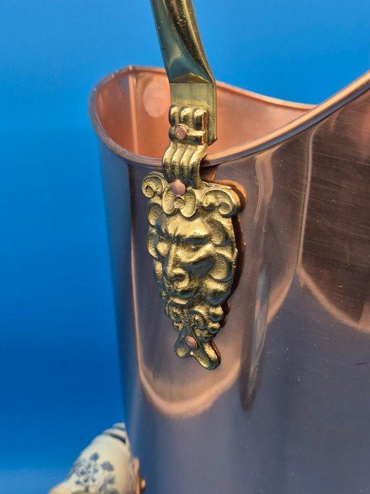 Paraplustandaard/rek - Parapluhouder – koper met messing en, Antiek en Kunst, Curiosa en Brocante