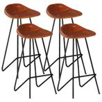 vidaXL Tabourets de bar lot de 4 marron cuir véritable, Maison & Meubles, Tabourets de bar, Verzenden, Neuf