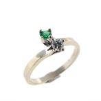 Witgouden ring met smaragd en diamant | Toi et moi, Goud, Met edelsteen, Gebruikt, 17 tot 18