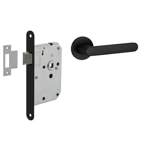 Deurbeslag set loopslot en deurklink Tondo zwart, Doe-het-zelf en Bouw, Hang- en Sluitwerk, Klink of Kruk, Nieuw, Overige materialen