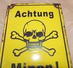 2 Stück Militaria Emailleschild Achtung Minen Gefahr