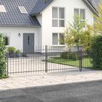 vidaXL Tuindeur met Speerpunt Grijs 100 x 500 cm Staal, Tuin en Terras, Tuinpoorten, Verzenden, Nieuw