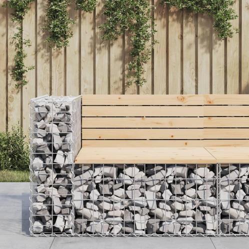 vidaXL Banc de jardin design gabion 92x71x65,5 cm bois, Jardin & Terrasse, Ensembles de jardin, Neuf, Envoi