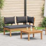 vidaXL Tuinstoel en Tafel Set 2 pcs Grijs en Bruin Massief, Verzenden, Nieuw