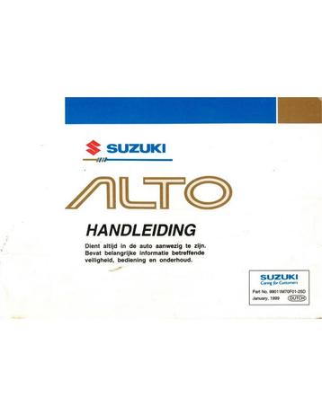 2000 SUZUKI ALTO INSTRUCTIEBOEKJE NEDERLANDS, Autos : Divers, Modes d'emploi & Notices d'utilisation