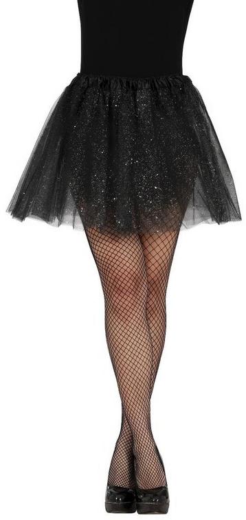 Zwarte Tutu Dames Glitter 40cm, Verzenden