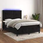 vidaXL Boxspring met matras en LED fluweel zwart 140x200 cm, Verzenden, Nieuw