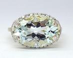 Ring - 14 karaat Geel goud - 5.73ct. tw. Aquamarijn -