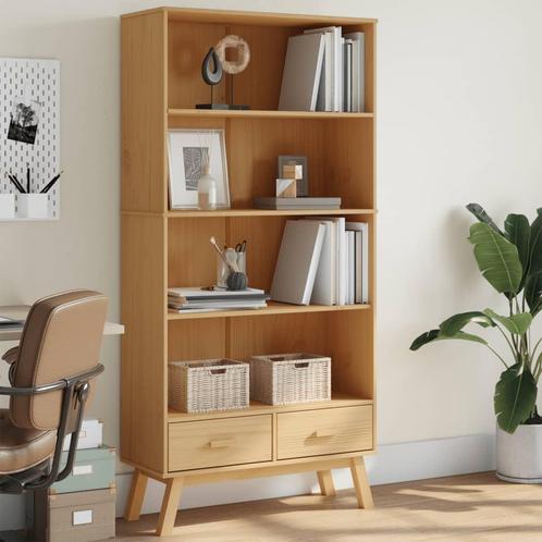 vidaXL Boekenkast 4-laags OLDEN massief grenenhout bruin, Huis en Inrichting, Kasten | Boekenkasten, Nieuw, Verzenden
