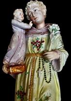 Beeld - Heilige Antonius met Kind - 47 cm - Antiek - Biscuit