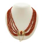 Bloedkoraal kralen collier met gouden slot; Antiek | 44 cm, Handtassen en Accessoires, Gebruikt, Overige kleuren, Ophalen of Verzenden
