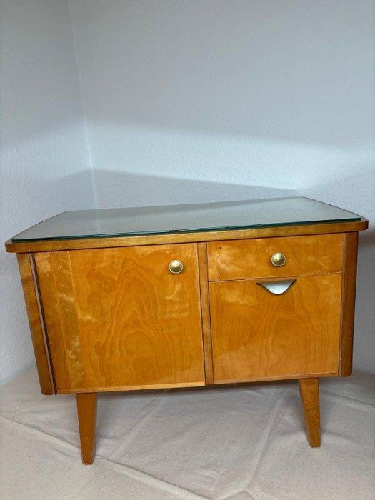 Nachtkastje - Glas, Hout - Twee nachtkastjes, Antiek en Kunst, Kunst | Designobjecten