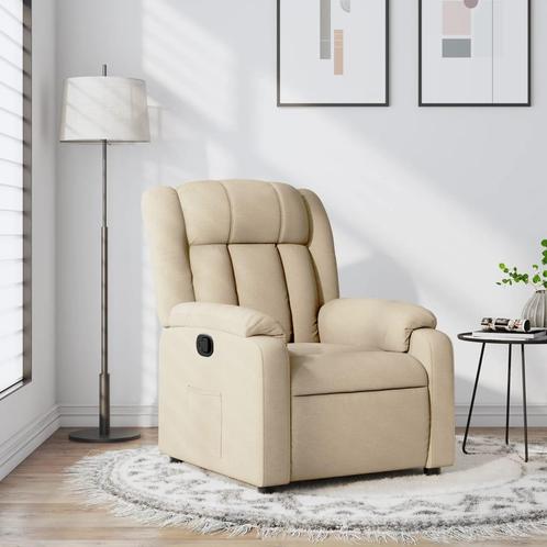 vidaXL Fauteuil verstelbaar stof crèmekleurig, Huis en Inrichting, Fauteuils, Nieuw, Verzenden