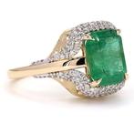 Bague tendance - 14 carats Or jaune - 3.38ct. tw. Émeraude -