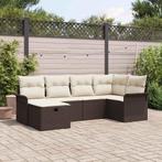 vidaXL Tuinbank Set met kussen met opslag 6 pcs Bruin Poly, Verzenden, Nieuw