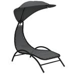 Ligbed met Luifel Donkergrijs - Tweede Kansje! OP=OP, Tuin en Terras, Verzenden, Nieuw, Textileen