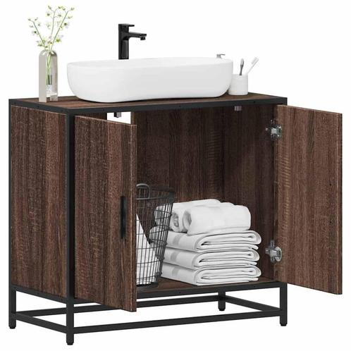 vidaXL Wastafelkast 65x33x60 cm bewerkt hout bruin, Huis en Inrichting, Badkamer | Badkamermeubels, Nieuw, Verzenden