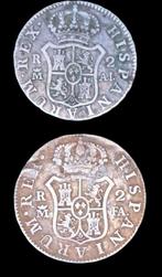 Spanje. Carlos IV. 2 Reales 1801 & 1808 Madrid (2 monedas)