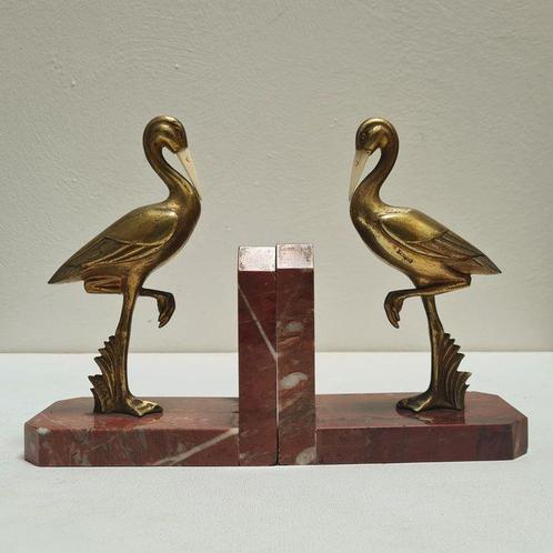 GUAL - Boekensteunen - Ibis Chriséléphantines - Brons,, Antiek en Kunst, Kunst | Designobjecten