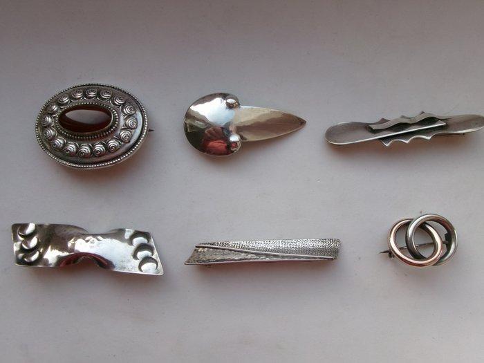 Argent - Broche - Art déco : 6 broches, Antiquités & Art, Art | Objets design