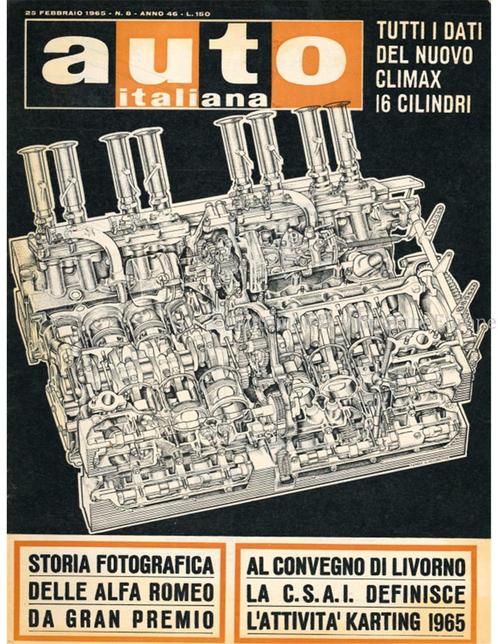 1965 AUTO ITALIANA MAGAZINE 08 ITALIAANS, Livres, Autos | Brochures & Magazines