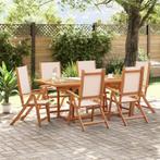 vidaXL 7-delige Tuinset massief acaciahout en textileen, Tuin en Terras, Verzenden, Nieuw, Tuinset