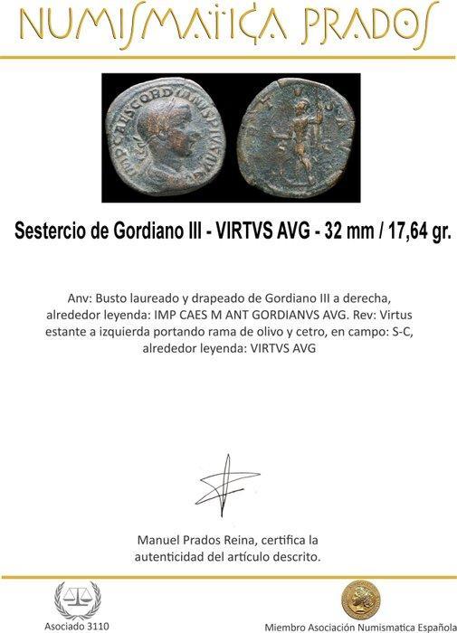 Romeinse Rijk. Gordian III (238-244 n.Chr.). Sestertius, Postzegels en Munten, Munten | Europa | Niet-Euromunten