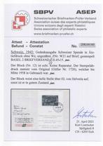 Zwitserland 1945 - FDC-blok W21, Don Suisse, cachet op de, Gestempeld
