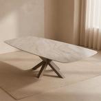 Quartz Travertino eettafel met matrix poot 210x90, Huis en Inrichting, Tafels | Eettafels, Nieuw