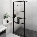 vidaXL Paroi de douche avec étagère Noir 80x195 cm Verre, Verzenden