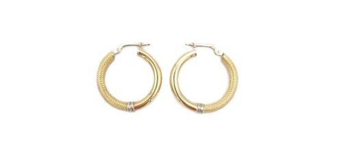 Hoepel oorbellen - 18 karaat Geel goud, Witgoud, Handtassen en Accessoires, Antieke sieraden