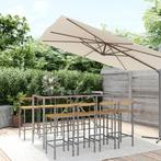 vidaXL Ensemble de bar jardin 9 pcs gris poly rotin/bois, Verzenden, Neuf