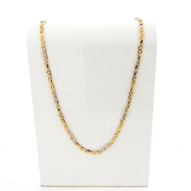Bicolor gouden heren ketting met wiebertjes | 61 cm, Handtassen en Accessoires, Kettingen, Overige kleuren, Gebruikt, Goud, Ophalen of Verzenden