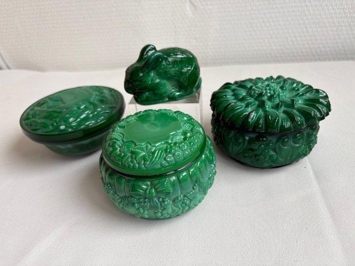 Sieradendoos (4) - Malachiet, Glas - 3 mooie doosjes +, Antiquités & Art, Curiosités & Brocante