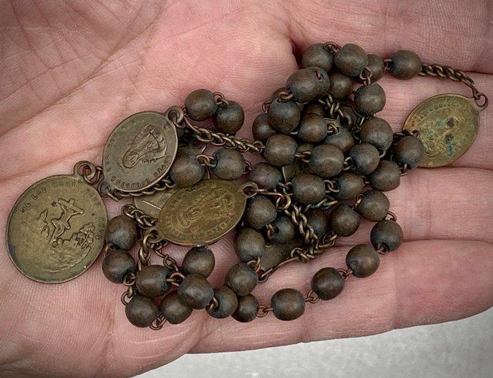 Antiek Rozenkrans - Devoot rozenkrans met 8 medailles in, Antiek en Kunst, Antiek | Boeken en Manuscripten