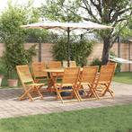 vidaXL Tuin Eettafel Set 9 pcs Bruin Massief acaciahout, Tuin en Terras, Verzenden, Nieuw