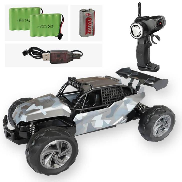 RC Auto Camo Grijs + EXTRA ACCU - Bestuurbare Auto - 1:14, Hobby en Vrije tijd, Modelbouw | Radiografisch | Auto's, Auto onroad
