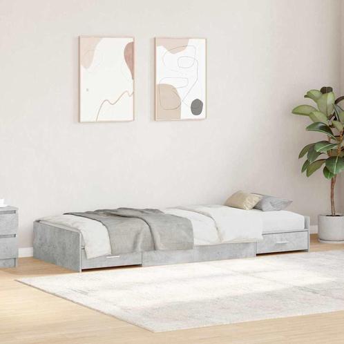vidaXL Opbergbedframe met hoofdeinde Beton Grijs 100 x 200, Huis en Inrichting, Slaapkamer | Bedden, Nieuw, Verzenden