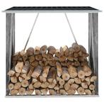 vidaXL Haardhoutschuur 163x83x154 cm gegalvaniseerd staal, Tuin en Terras, Verzenden, Nieuw