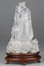 Beeldhouwwerk Chinese vaas - Deksel - Basis van rozenhout -, Antiek en Kunst