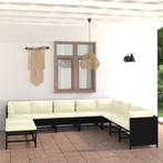 vidaXL 11-delige Loungeset met kussens poly rattan zwart, Tuin en Terras, Verzenden, Nieuw, Loungeset